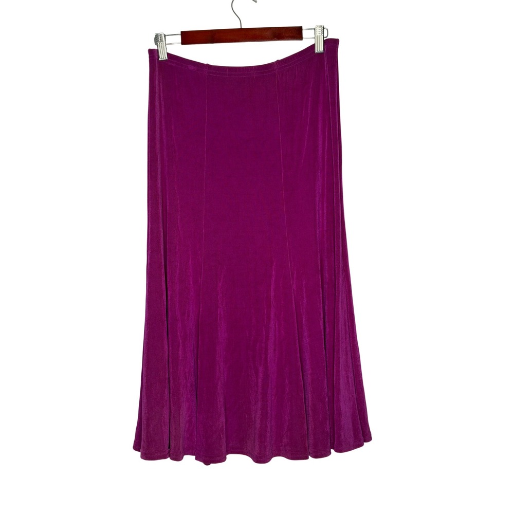 Made in Heaven Midi Skirt Small Magenta Purple A-Line Slinky Travel Stretch Y2K